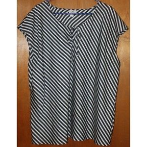 Worthington Sleeveless Diagonal Striped Pullover Top Sz Plus 3X Black White GUC